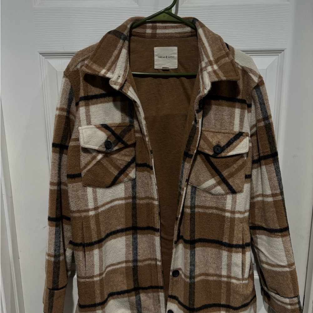 Thread & Supply Brown Top with Cream Label